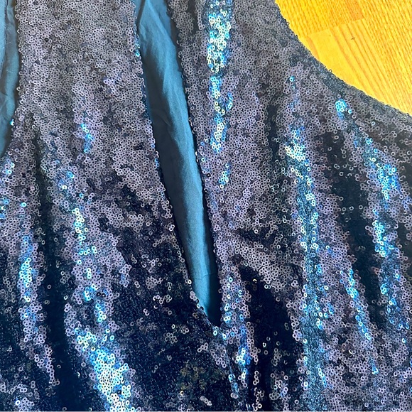 Free People Royal Blue Sequin Halter Top Mini Dress (size S) - Picture 3 of 7